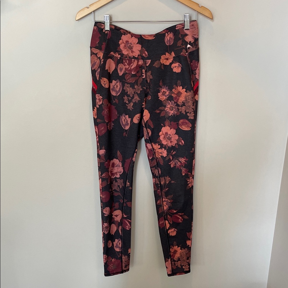 Burton Black Leggings with Rose and Rust Floral Print